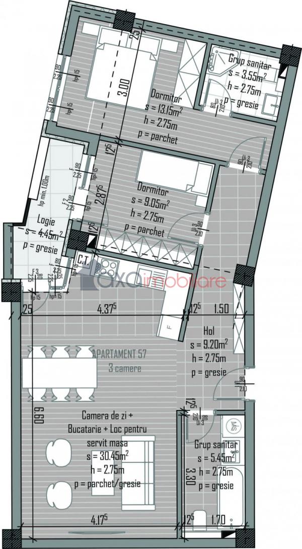 Apartament 3 camere de vanzare in Cluj-napoca, cartier Semicentral