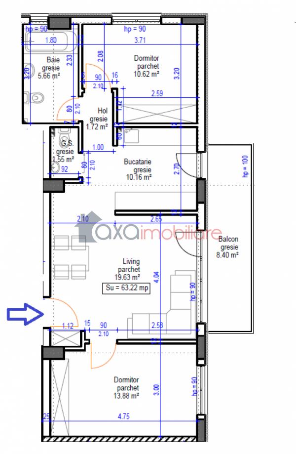 Apartament 3 camere de vanzare in Floresti